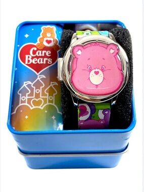 BNIB CARE BEAR SPINNER TOP DIGITAL KIDS WATCH IN A COLLECTIBLE TIN BY ACCUTIME